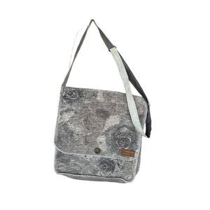Orlena Home Womens Gray Floral Adjustable Strap Snap Top Flap Shoulder Bag